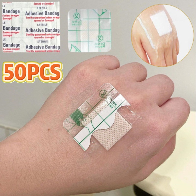 50PCS Plester Luka Pad /Plester Luka Pad Transparan Anti Air / Waterproof Tahan Air Luka Plester Luk