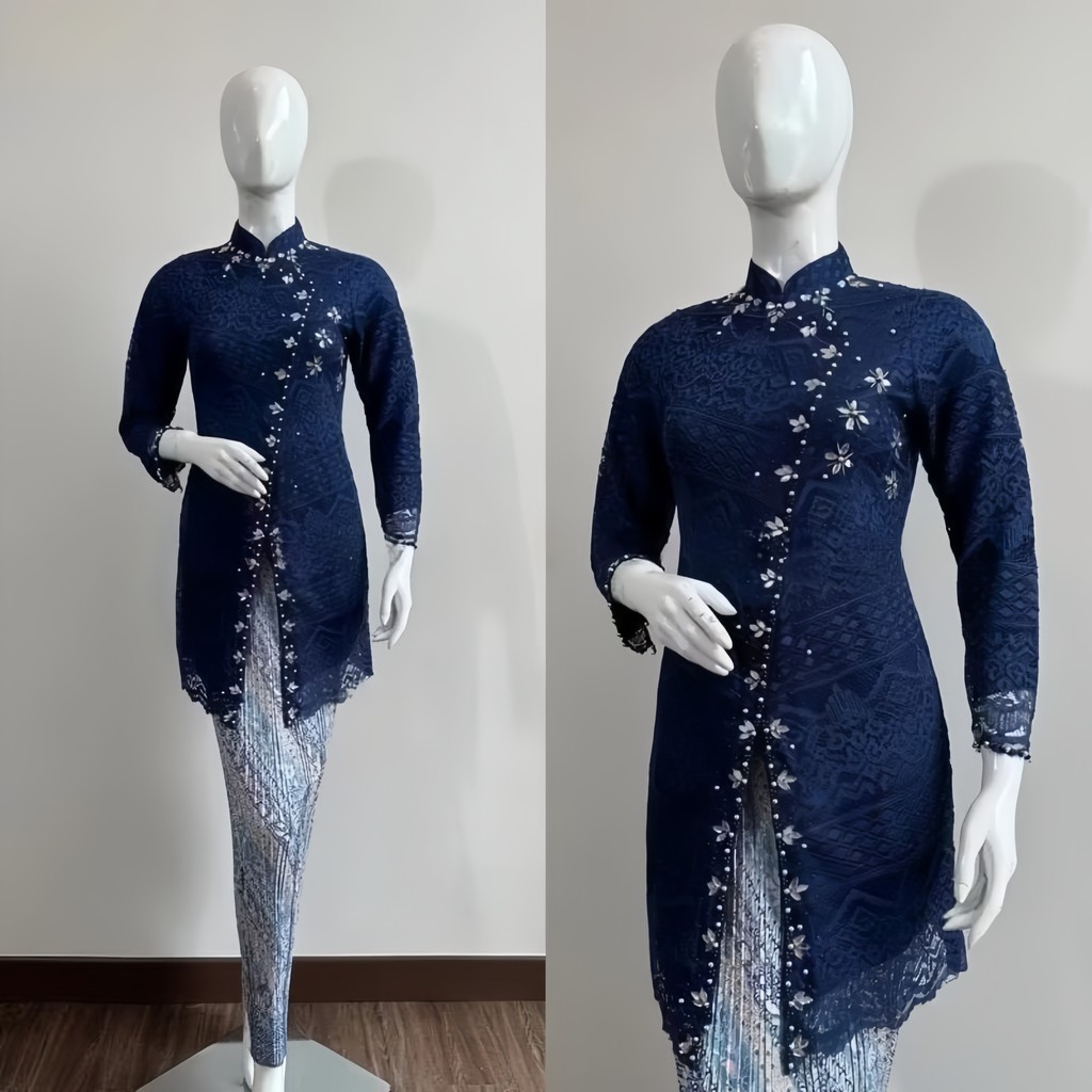 Kebaya Wisuda Modern Set Tunik Brokat Payet Jumbo Ld 120 Baju Pesta Kondangan Wisuda
