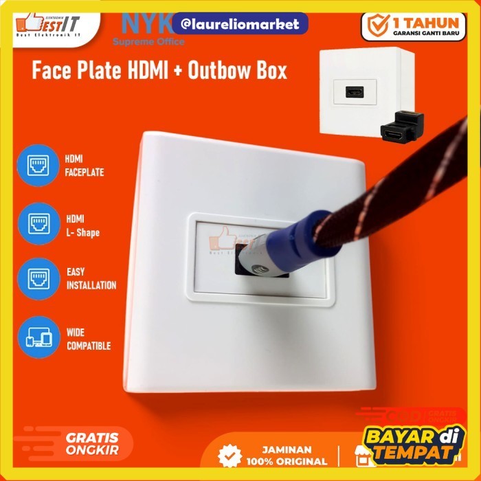 Saklar Stop Kontak Saklar Face Plate HDMI + Outbow Box NYK