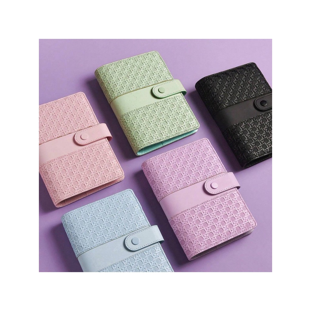 

A6 Macaroon Color PU Leather DIY Binder Photocards Collect Book with Binder Pockets for Money Budget Saving Bill Organizer