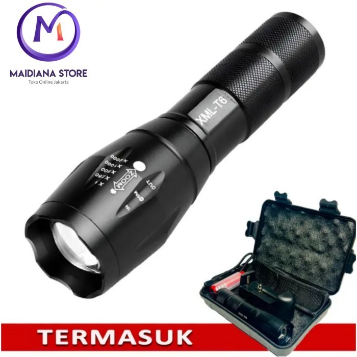 

Senter Led 8000 XM-L2 Lumens Super Terang jarak Jauh Fulseet - XML-T6