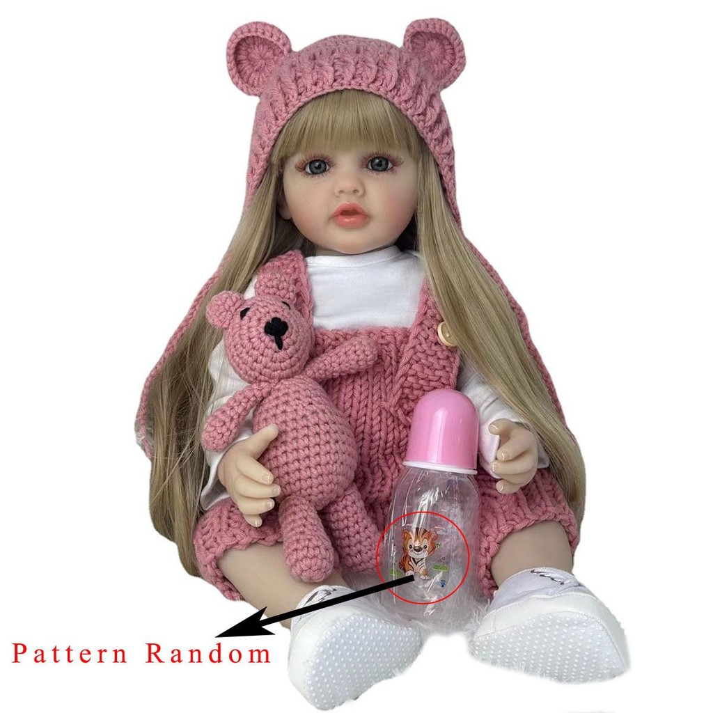 

BZDOLL 55cm 22inch Lifelike Reborn Baby Girl Doll Soft Silicone Long Brown Hair Realistic Princess Toddler Bebe Birthday Gift