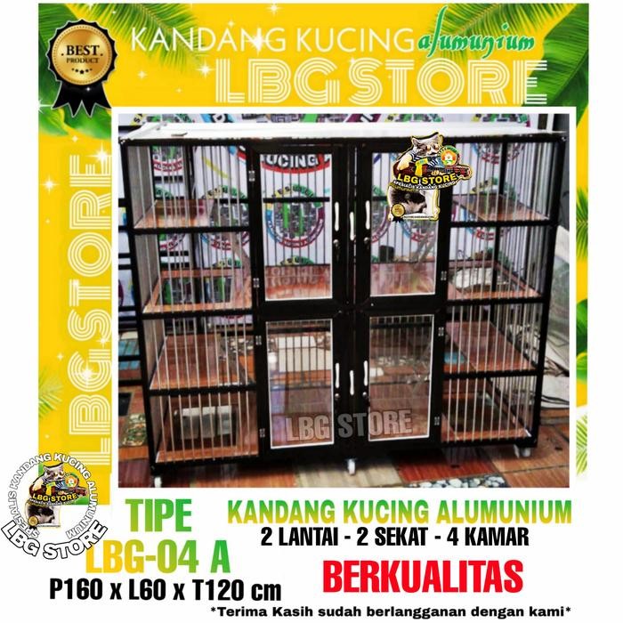 Kandang Kucing Alumunium 4 Kamar - Hitam