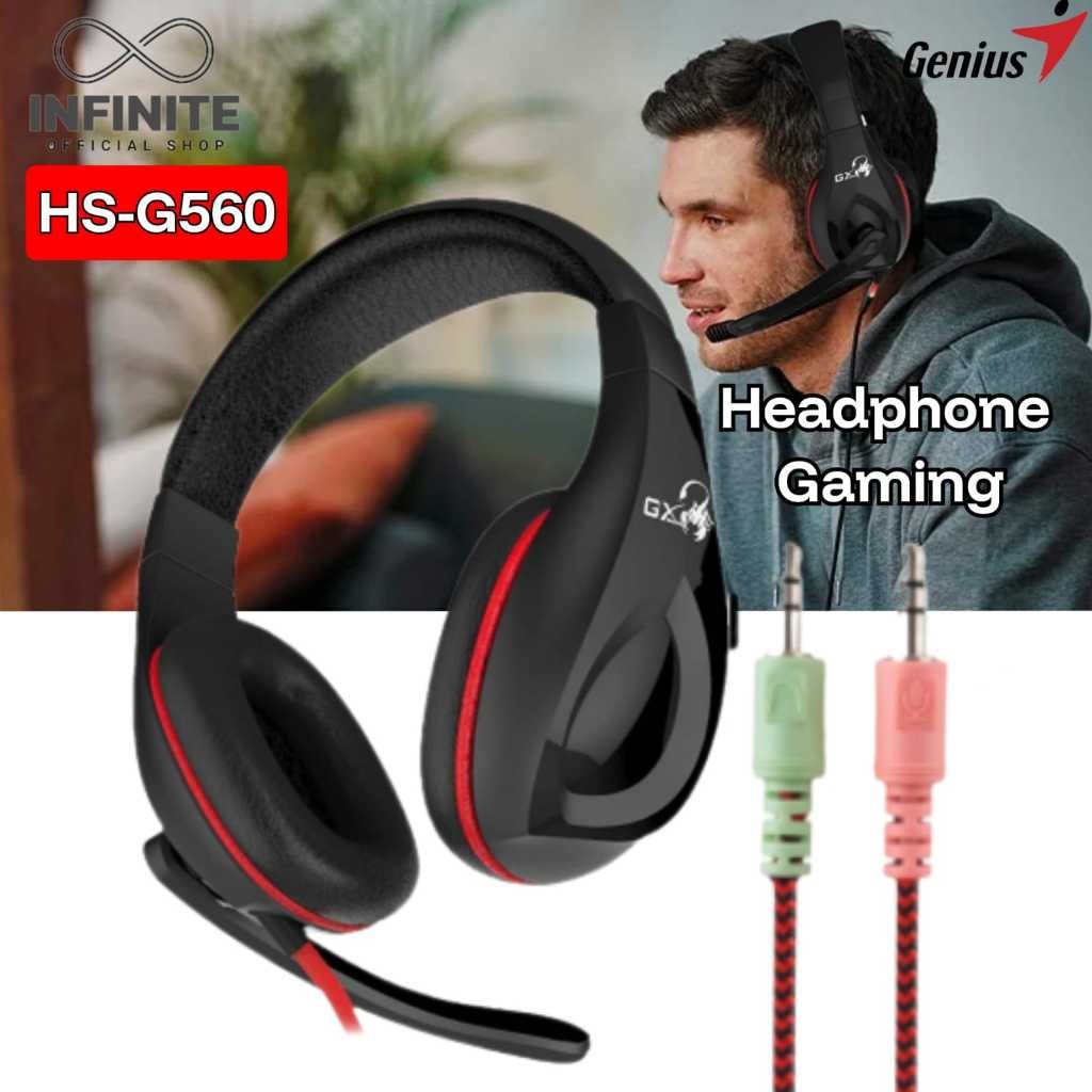 Headphone Headset Gaming Genius Microphone Universal HSG560 PC Laptop Komputer Hp