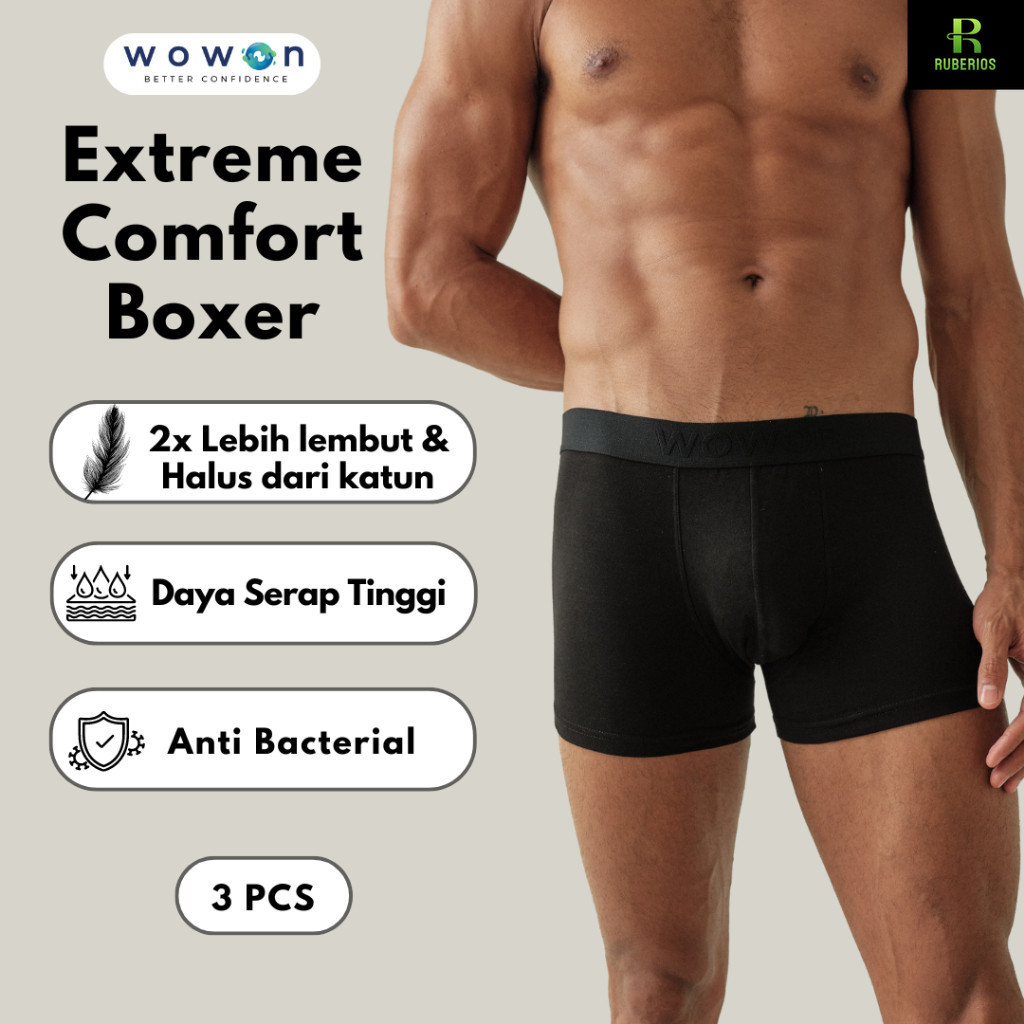 Wowon Men Boxer - Celana Dalam Pria - 3 PCS - Extreme Comfort
