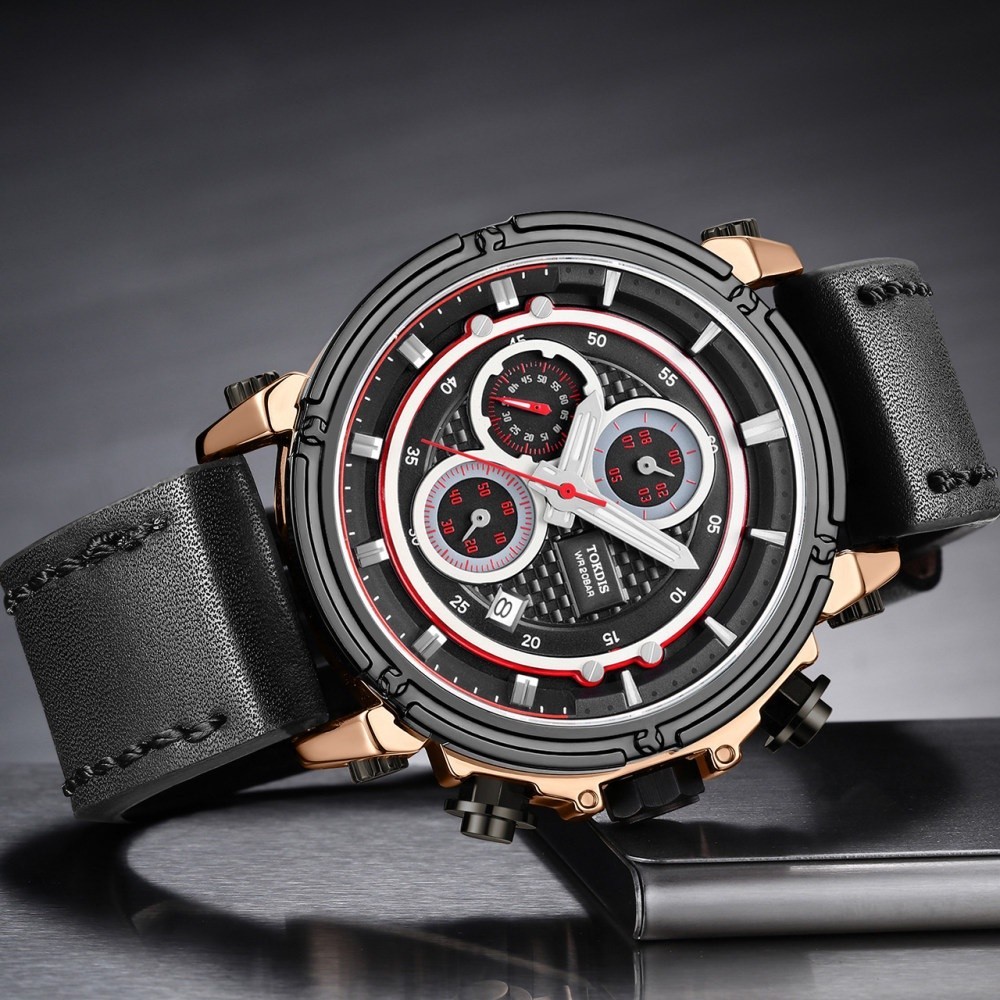 Jam Tangan  JAM TANGAN PRIA TOKDIS T0801 HITAM DOUBLE TIME WATER RESISTANT 30M