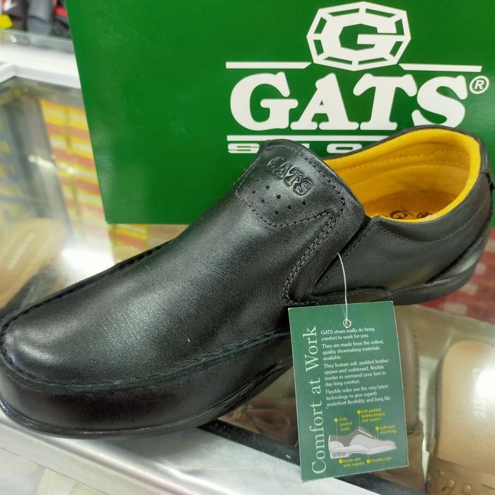 Sepatu Casual pria kulit asli merk GATS GP 002 Hitam original