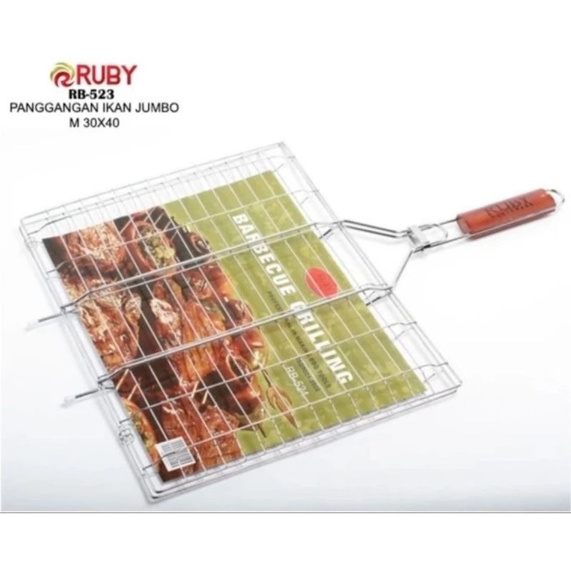 Ruby Panggangan Ikan Jumbo / Panggangan ikan stainless jepit