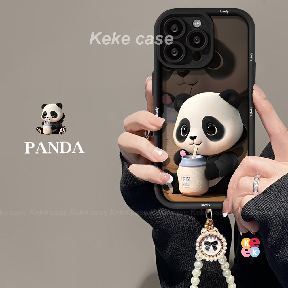 Casing Ponsel Panda Botol Bayi Kartun Tahan Guncangan Untuk Pasangan Cover Case Untuk Iphone 15 Pro