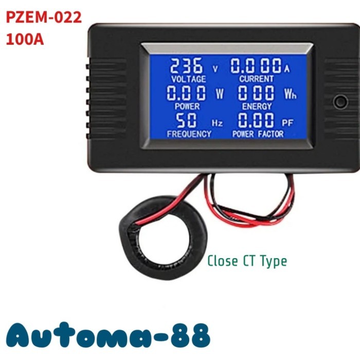 FC99 PZEM-022 CT 100A Open Close Voltage Ampere Watt Kwh Power Factor Meter - 100A Close CT AUT