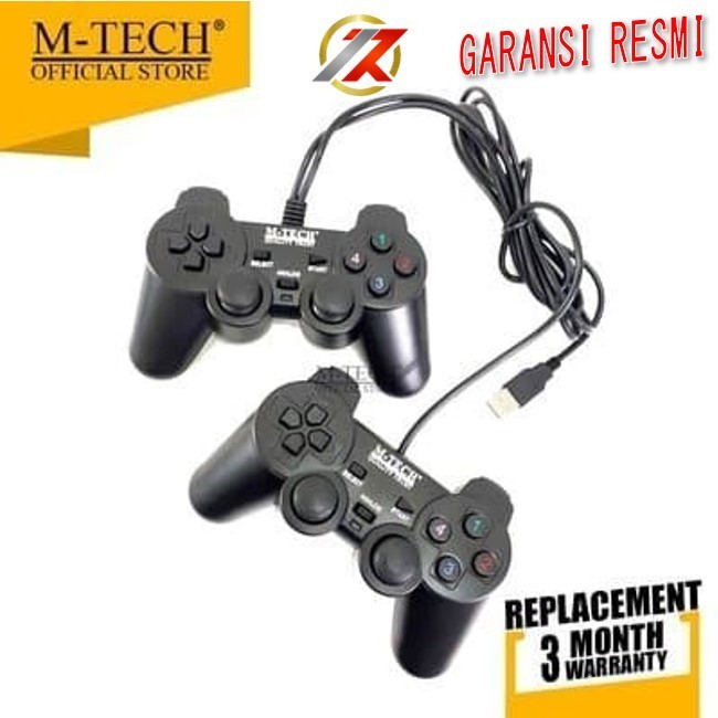 M-TECH Gamepad Stick Stik DOUBLE Getar Hitam Original USB PC Laptop PS