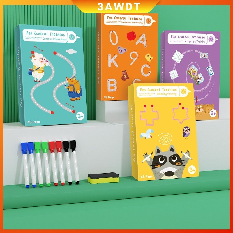 

【COD】50 Page Buku Kerja Penelusuran Ajaib Anak dengan Kontrol Pena yang Dapat Dihapus Mainan Anak Belajar Tracing Wipe and Clean pendidikan anak usia dini book