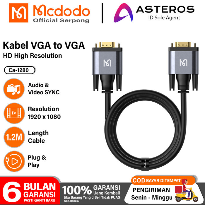 Terbaru- Kabel HDMI Ke HDMI, HDMI Ke VGA, VGA Ke VGA Ultra HD 8K 4K Audio Video - CA-1280 1.2M