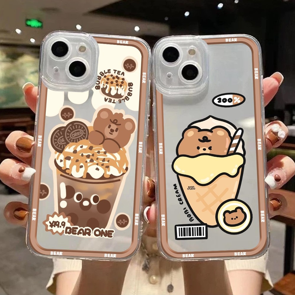 ALL TYPE CLEAR CASE MOTIF BOBA LIST UNTUK REALME 8i REALME 9i REALME 5/5i C33 C55 C21/C21Y C25 C20 C
