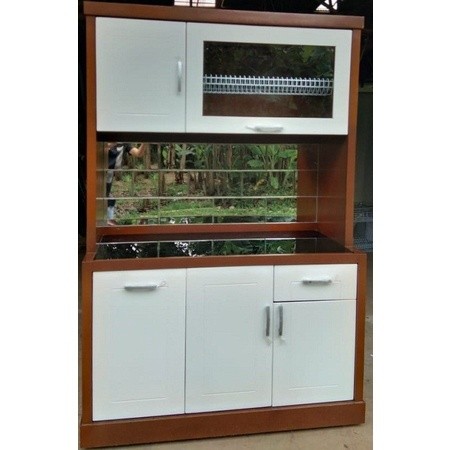 Lemari sayur makan 3 pintu hidrolik finishing kaca