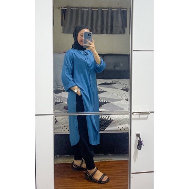 Atasan Wanita Marsya Aura Tunik Rayon Polos Kemeja Tunik Wanita Polos LD 115 Keren