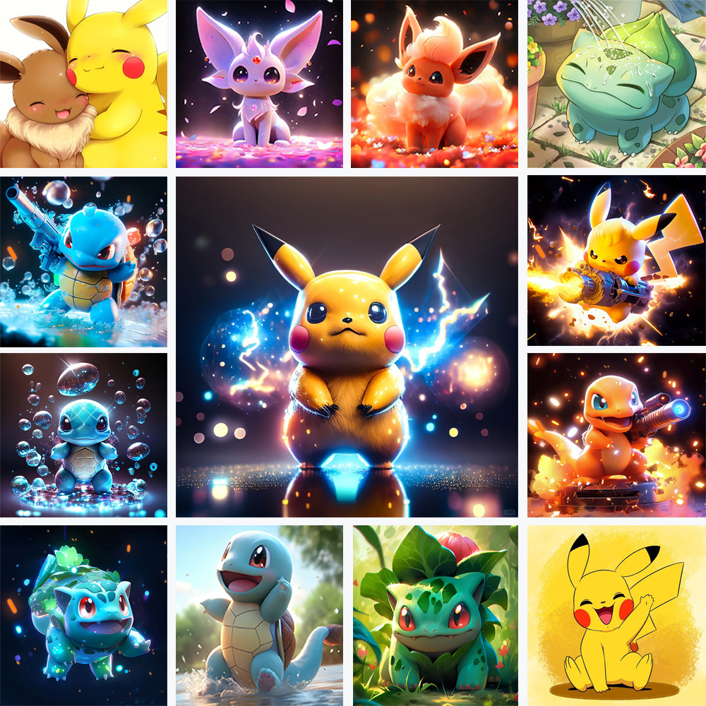 

5D DIY Diamond Art Painting Pikachu Squirtle Eevee Diamond Embroidered Mosaic Picture Art Craft Home Decor Holiday Gift