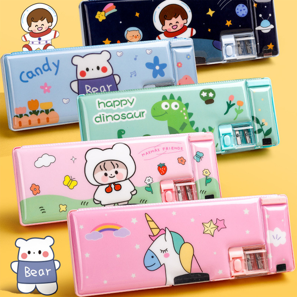 

Cartoon Pencil Case Multifunctional Magnetic Sleeve Plastic Double-sided Stationery Case Children's and Student Pencil Case