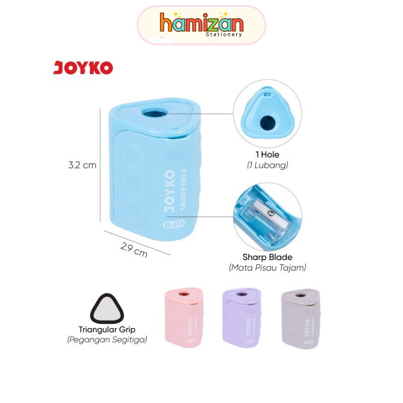 

Rautan Serutan Sharpener Joyko B-174 / B174 Rautan Segitiga Joyko / Sharpener / Kerukan Warna Warni / Serutan / Peruncing B-174 / YG4 Joyko Sharpener Pencil / Serutan Rautan Pensil Peruncing Pensil Anak B-174