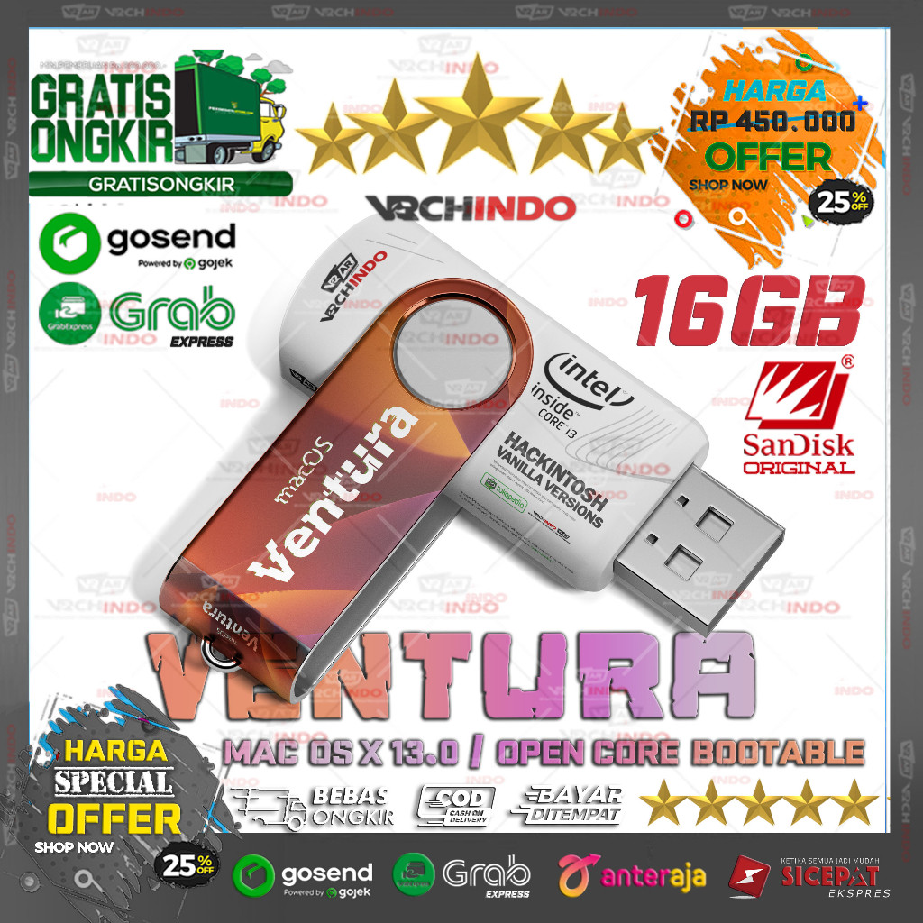Mac OS X 13.0 - MacOS VENTURA | Hackintosh for PC Komputer Dekstop / Laptop | Bootable Installer USB