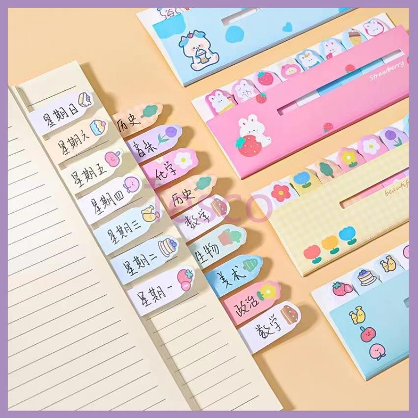 

Tesco stiker indeks catatan tempel/Sticky Notes Karakter 8IN1 Tempelan Kertas Catatan 120 Lembar Pembatas Buku Karakter Hewan Lucu Penanda Buku Stationery Memo