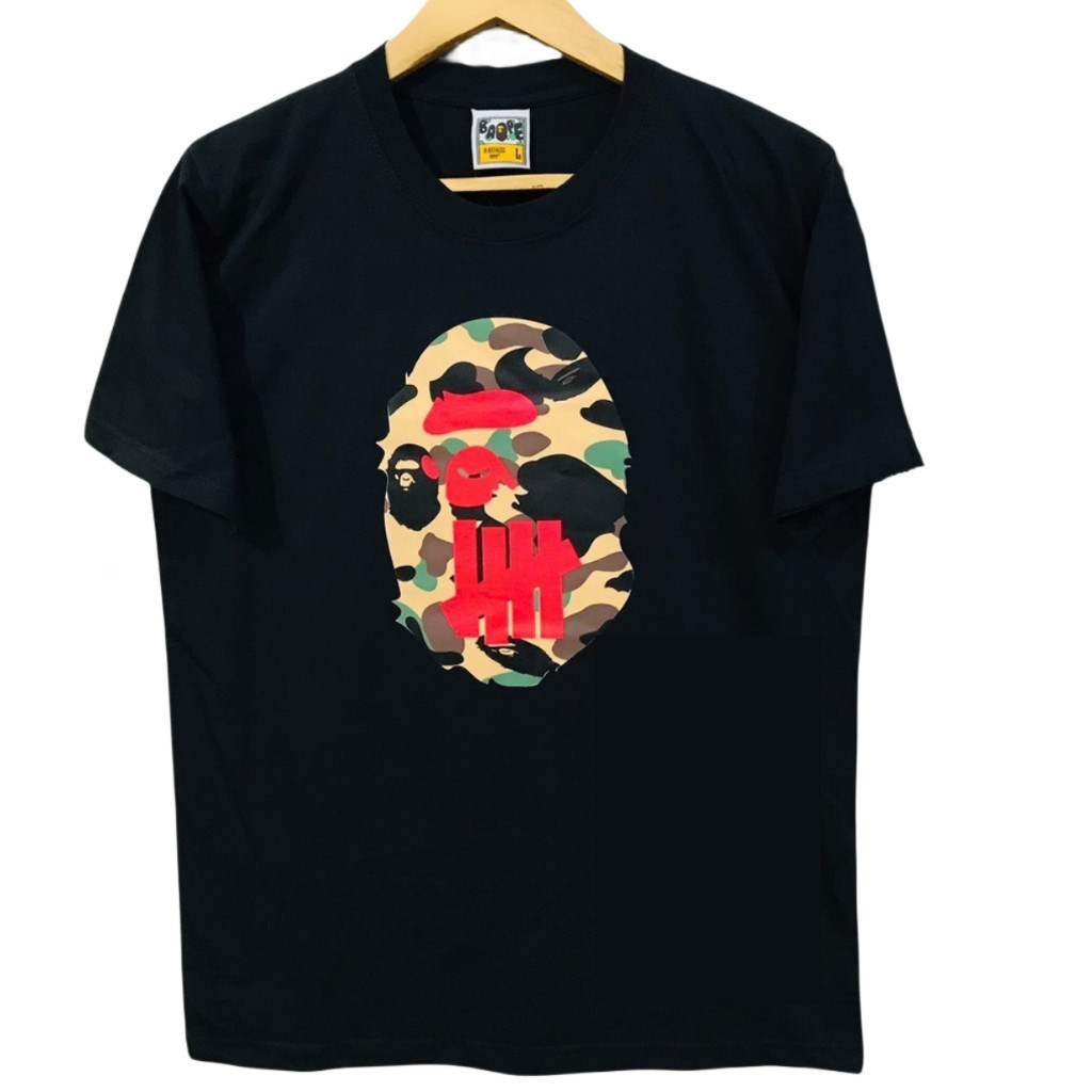 Superfashion T SHIRT Hitam BAPE X UNDEFEATED  Winter Big Size  COTTON REAKTIF  (USA) BAP02PE2