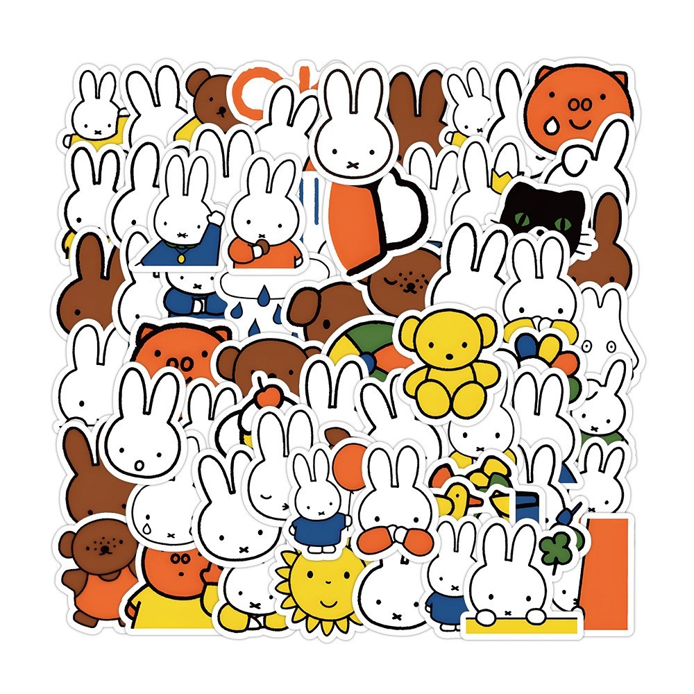 

50 Pcs Sticker Miffy Vinyl Waterproof untuk Tempelan Laptop Tumbler HP Koper DIY [25]