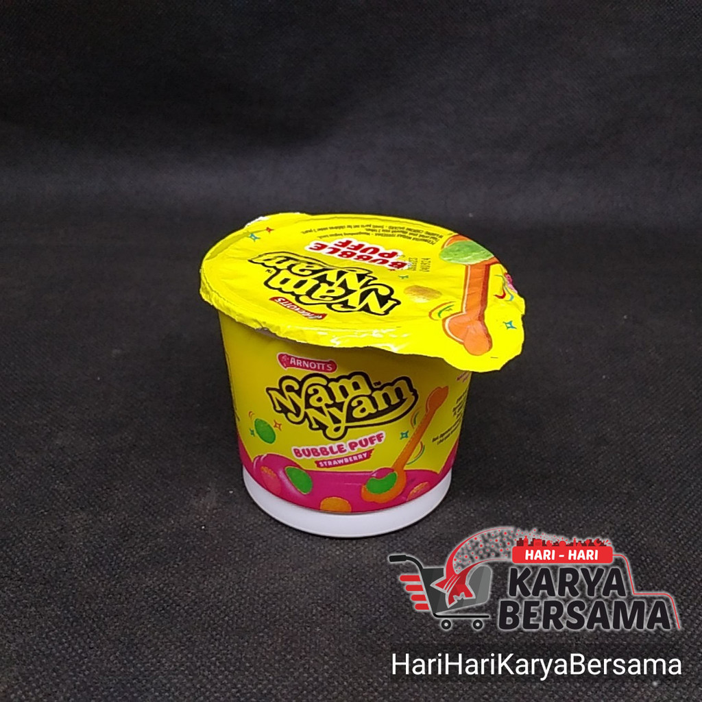 

MAKANAN RINGAN BISKUIT ARNOTT'S NYAM NYAM BUBBLE PUFF STRAWBERRY 18GR