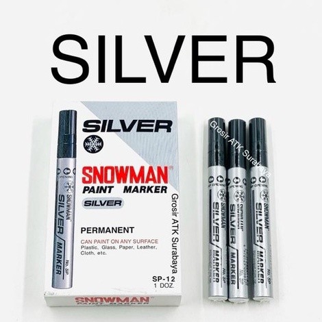 

( StaLand ) Spidol Snowman Paint Marker Permanen Besar Sedang SILVER SP 12 / SP-12