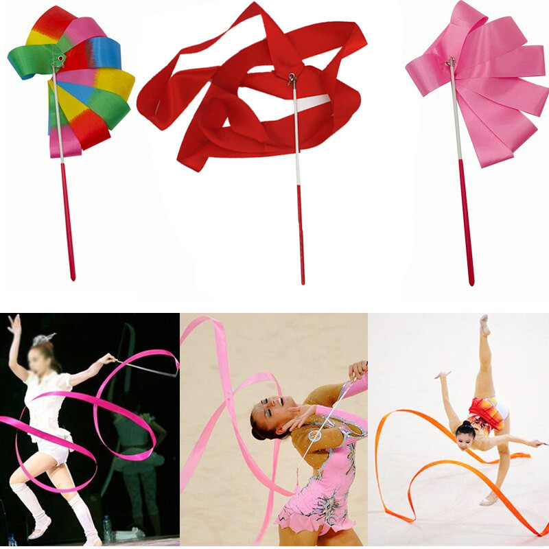 【SIAP】2m Twirl Ribbon + Stick / Twirling Satin + Tongkat Twirl Tari Balet Ballet / Twirl Ribbon Tong