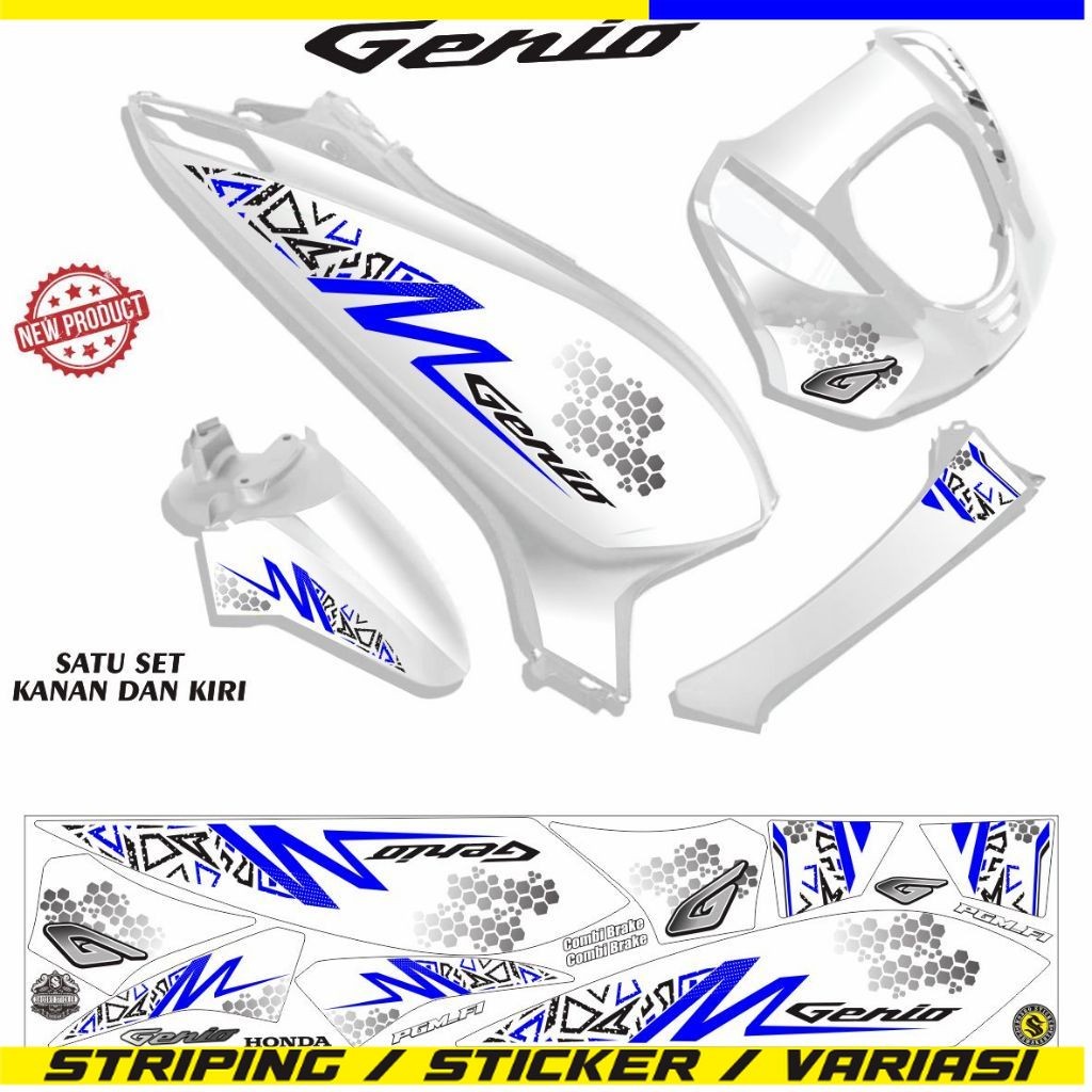 STRIPING VARIASI GENIO / STIKER MOTIF TERLARIS MOTOR GENIO STIKER STRIPING STRIPING
