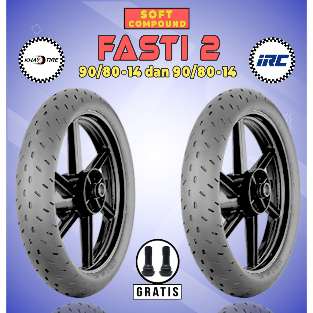 Paket Ban Soft Compound Motor Matic IRC FASTI 2 90/80-14 + 90/80-14 Tubeless