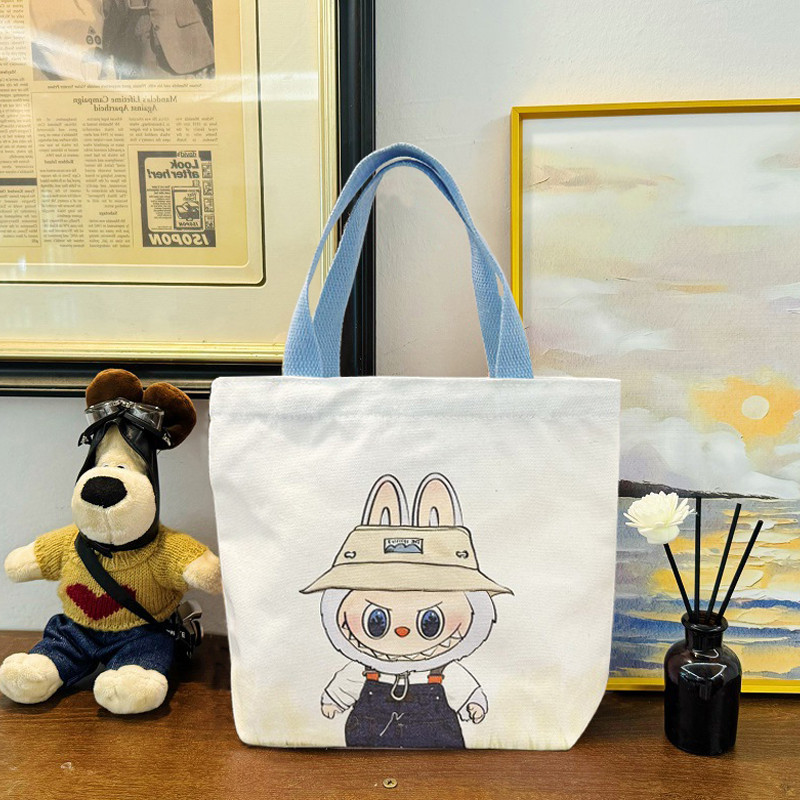 Tas Kanvas Premium Labubu Tas Mukena Pouch Kanvas Tas Serba Guna Labubu