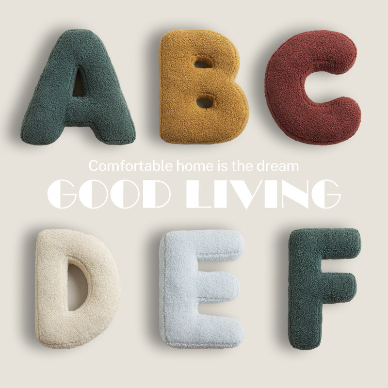 

Ins 26 English Letters Plush Throw Pillow Soft Stuffed Kids Toys Dolls Sofa Cushion Room Decor Shooting Props for Children Gifts