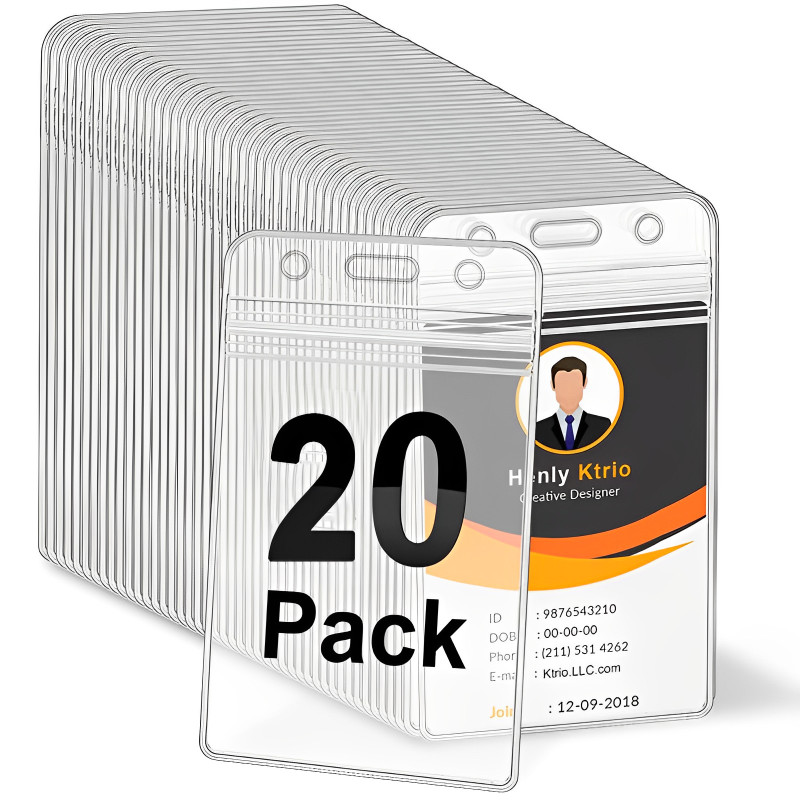

20/5Pack Waterproof Transparent Card Holder Plastic Protector Case Business Bus Bank Credit Card Protector ID Card Badge Holders