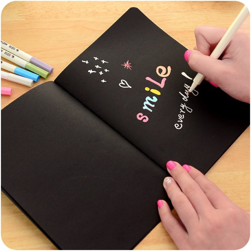 

16/32/56K Sketchbook Diary for Drawing Painting Graffiti Soft Cover Black Paper Sketch DIY Book Notebook Office School Supplies