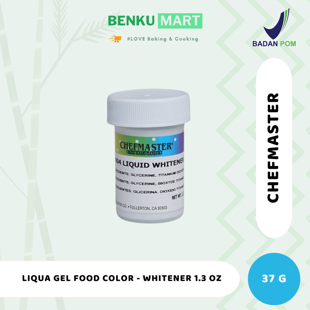 

Chefmaster WHITENER Liqua Gel Food Color 20 gr Pewarna Makanan | Putih 20ml