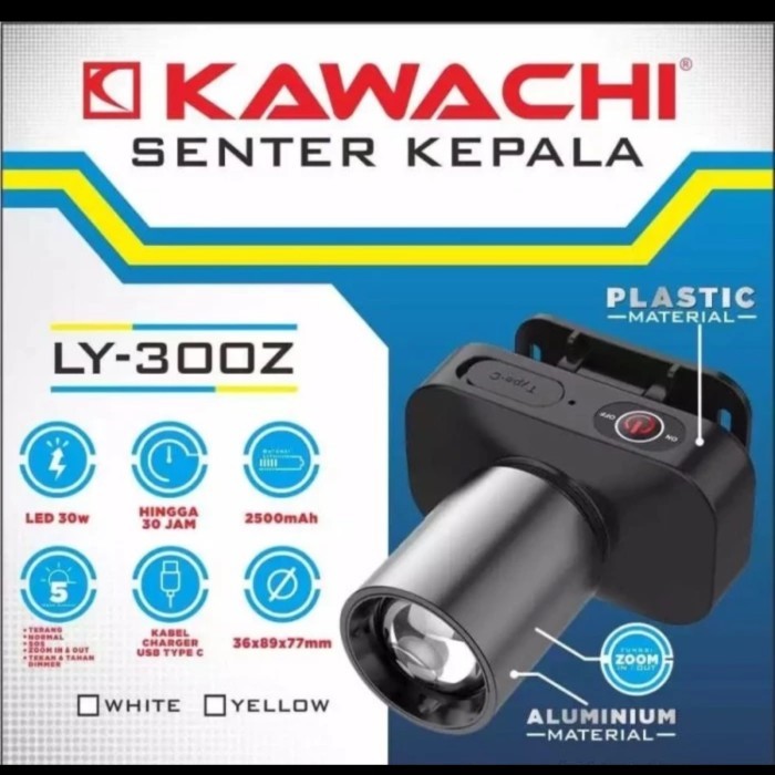 Kawachi Senter Kepala Zoom LY-300Z 30watt / HeadLamp Super Terang / Senter Kepala Viral