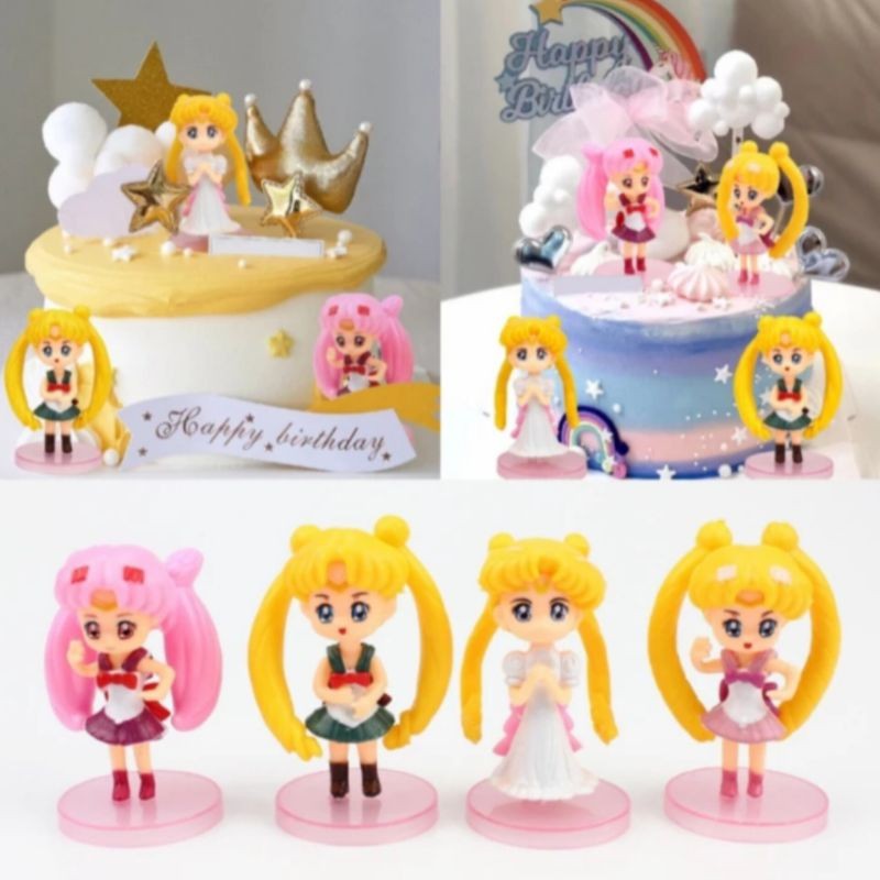 1pcs Topper Sailor Moon, Hiasan Kue Sailor Moon, Boneka Mainan Figure Sailor Moon