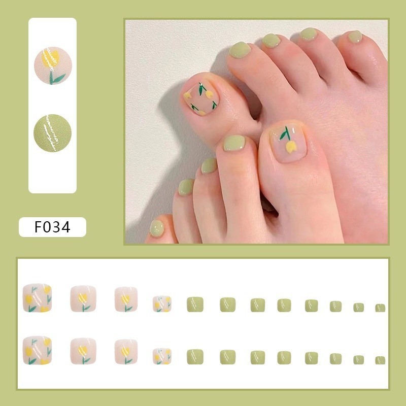 Kuku Palsu Kaki Dan Lem Toe Fake Nail Art 24pcs 847