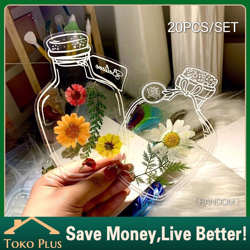 

20Pcs Pembatas Buku Bookmark DIY Aesthetic Unik Bahan PET Flower Collection Handmade