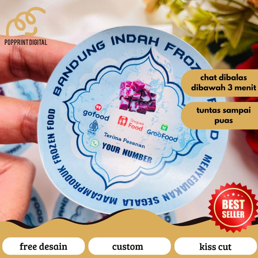 

PopPrints 2-4 Sticker Vinyl Frozen Food Label Anti Air Makanan Beku Free Desain Custom Nama Murah