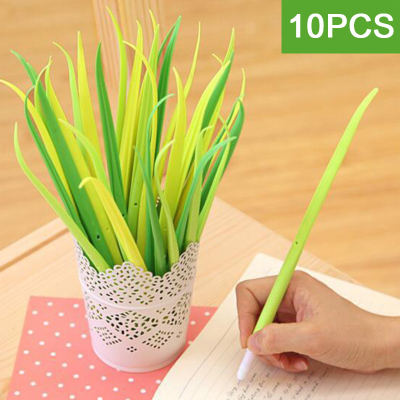 

10 Pcs/lot Creative Grass Gel Pens 05mm Black Neutral Pen Ball-point Pen Office School Supplies Student Stationery Writing Tool