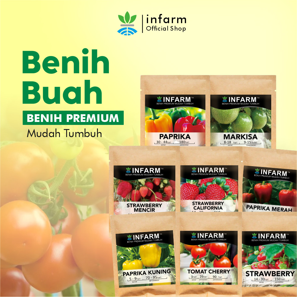 INFARM - Benih Bibit Biji Super Buah Paprika Merah Kuning Strawberry Mencir California Buah Markisa 