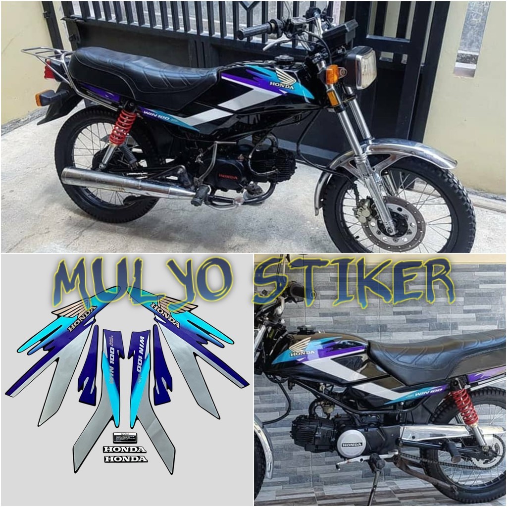 STRIPING STICKER HONDA WIN 100 1997 1998 Cyan Biru Ungu Fullset Berkualitas