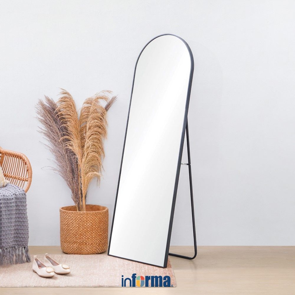 Informa Cermin Lantai Aluminium Arch 50x150 cm - Hitam Standing Mirror Cermin Panjang Cermin Berdiri