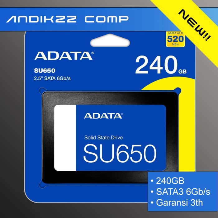 Adata SSD SU650 Ultimate 240GB Sata 3 - 3D Nand 240 250 256 GB 2.5" - 256G+Cable Sata