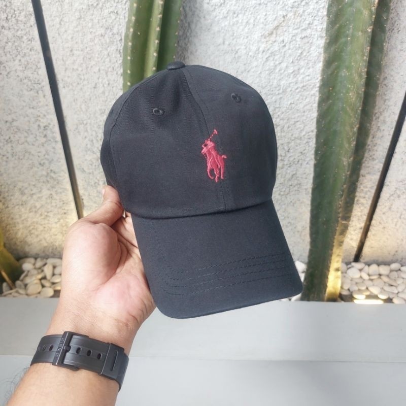 Termurah Topi/Caps Polo Hitam Logo Merah - Original BNWT