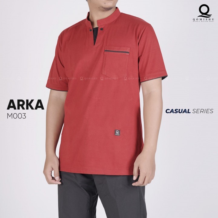 GARNESHOP  Arka Kaos Kerah Pria - Kaos Polos Pria Casual - Kaos Cotton Combed - Kurta Kaos - Koko Ka
