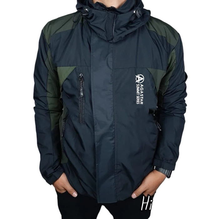 Jaket Outdoor The North Face TNF Jaket Gunung Waterproof Windbreake - HITAM ARMY, XL